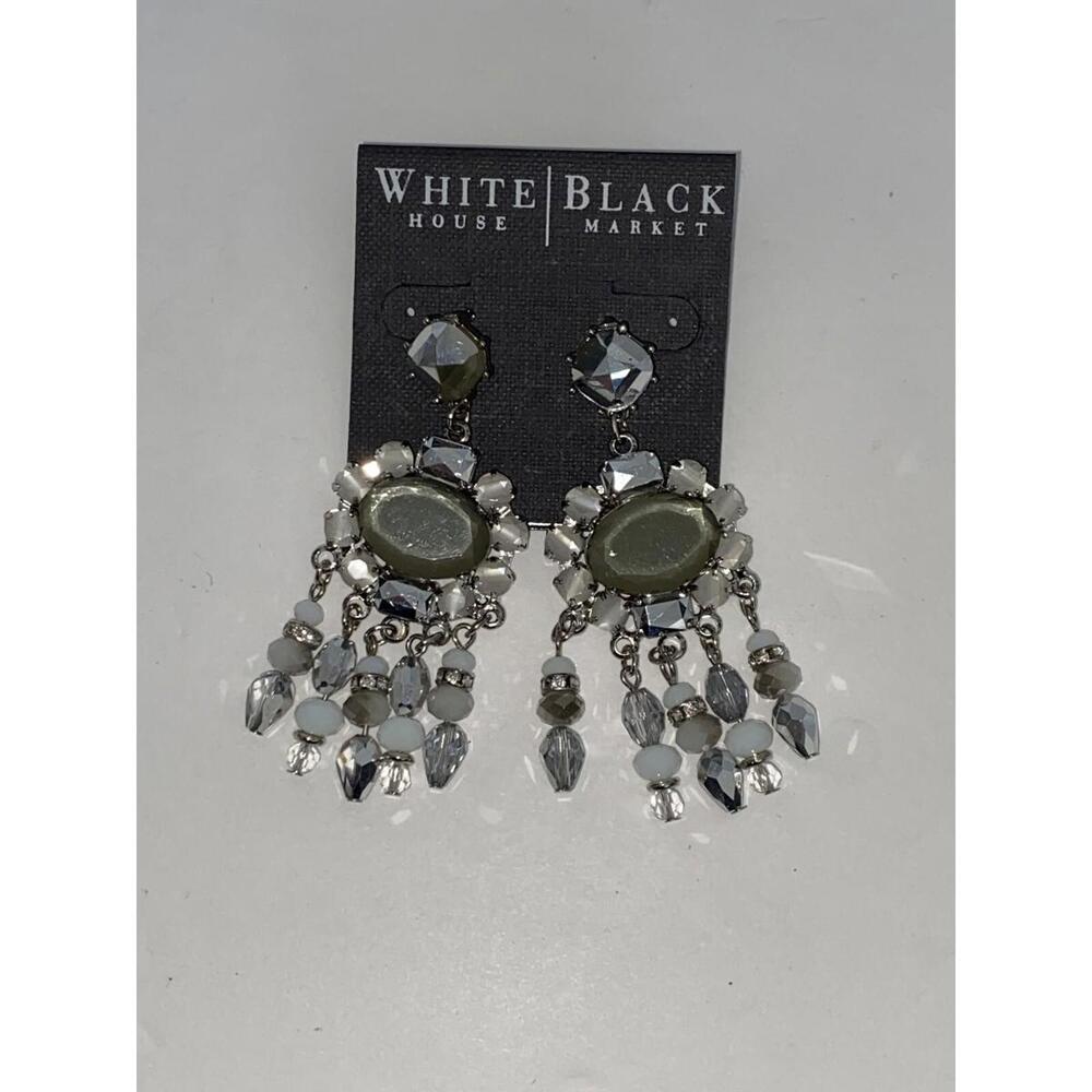 WHITE HOUSE BLACK MARKET GRAY FACETED CHANDELIER EARRING